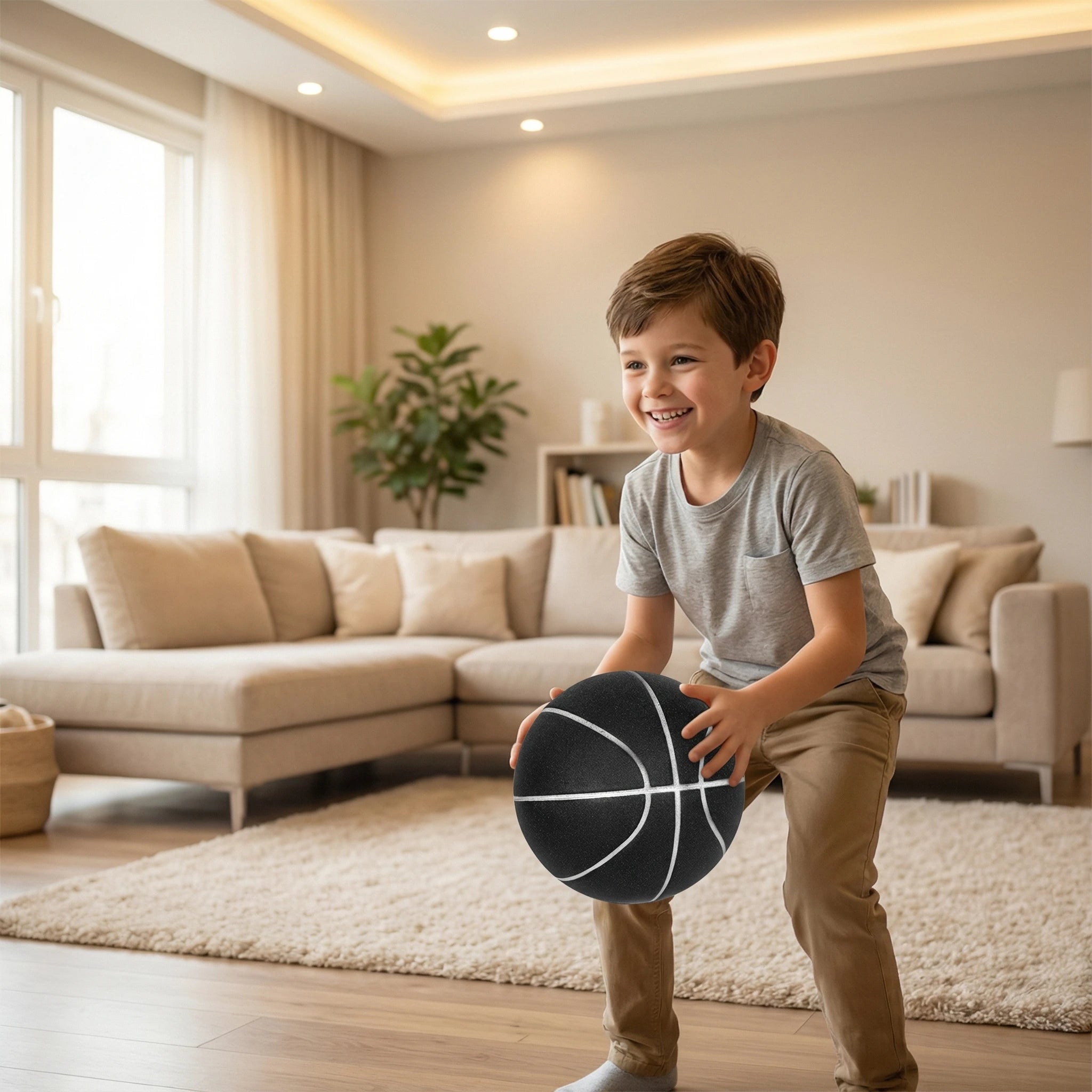 Silent Basketball New Black Size 7 Ball No Noise Indoor Bounce Training Basketball for Kid Playing at Home Boys Birthday Gift