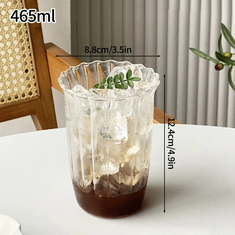 Transparant Drinking Glass Cup Creative Wave Shape Iced Coffee Tumbler Cup Juice Milk Tea Mug Drinkware Water Glasses Ripple Mug