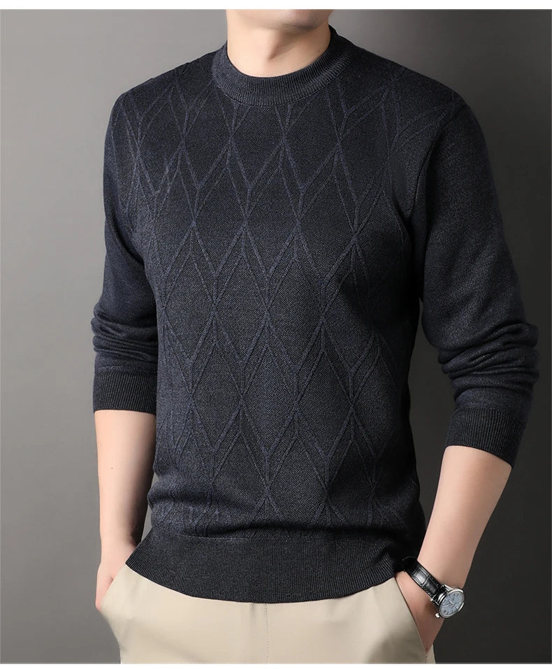 Man Pullover New 2025 Autumn Winter Solid Color Comfortable And Casual Soft Thickened Sweater With Added Velvet Sweater