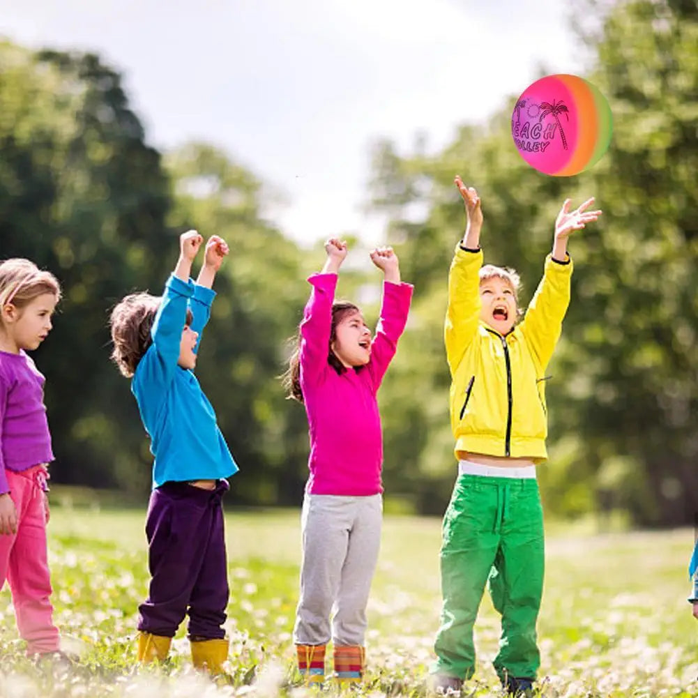 1 Pcs Rainbow Beach Ball Inflatable Summer Beach Ball Game Rubber Pool Net Kids Garden Volleyball Beach Toy Rainbow Swim T2J8