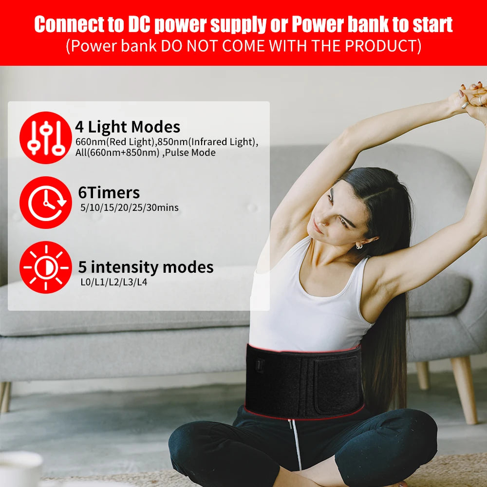 Red Light Therapy Belt 660nm 850nm Near Infrared Light Therapy for Body, Relaxing Muscle, Inflammation, Improve Circulation