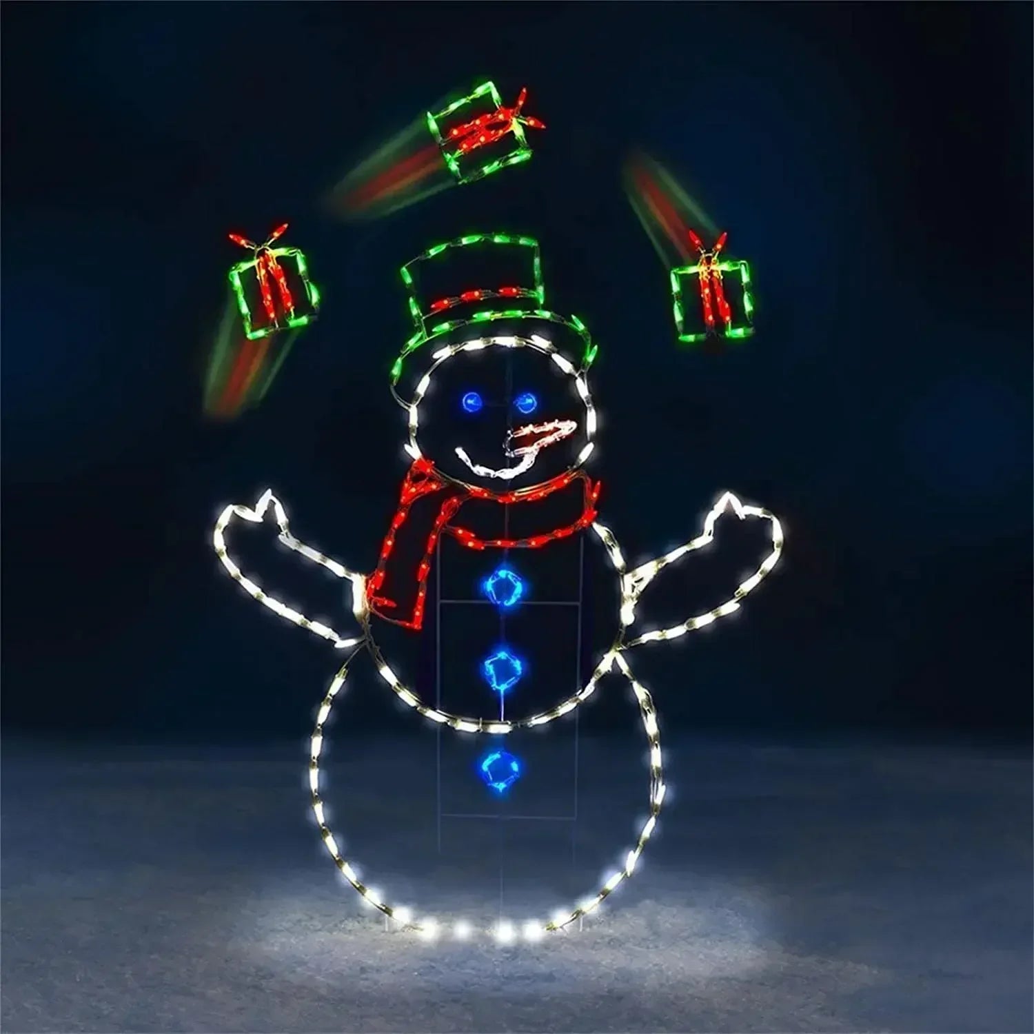 Solar Powered Animated Snowball Light LED Glowing Snowman Christmas Waterproof for Outdoor Garden Yard Xmas Ornament Gift Idea