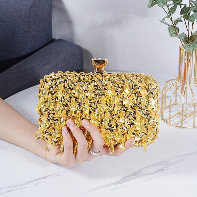 2022 New Women's Evening Bags Fashion Luxury Sequin Beaded Banquet Handbags Clutches Ladies Chain Small Shoulder Bag Purses