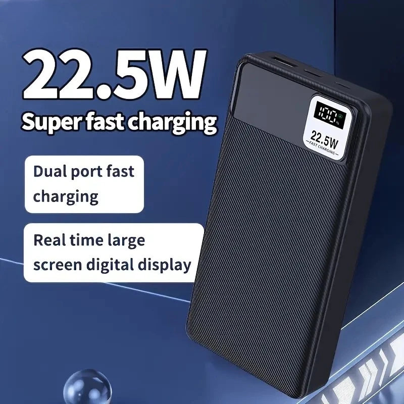 20000mAh Power Bank 22.5W Super Fast Charging Battery High Capacity Digital Display Power Bank For iPhone Samsung Huawei Xiaomi