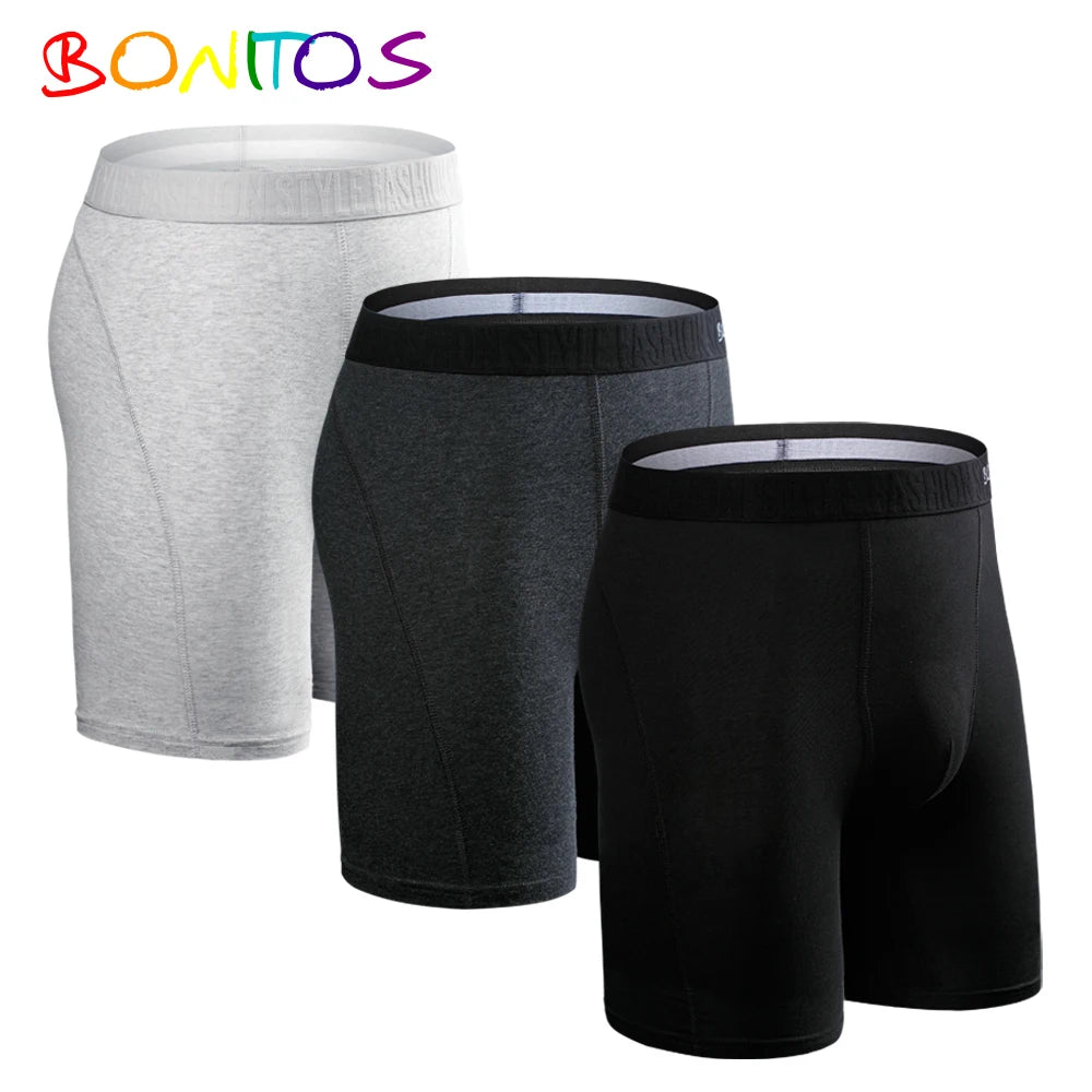 3pcs Long Boxers For Man Underware Lots Mens Underpants Cotton Men's Panties Family Boxershorts Boxer Sexy Male Shorts Calecon