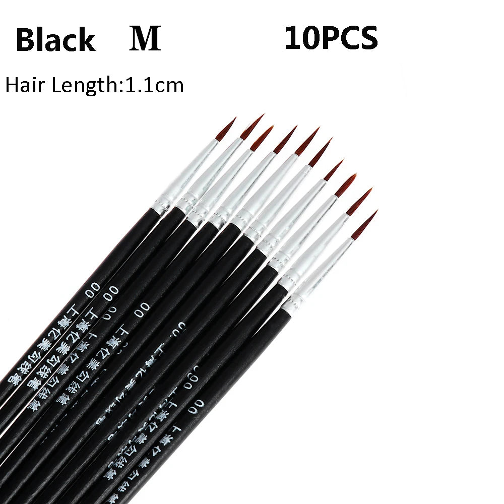10Pcs Fine Hand Painted Thin Hook Line Pen Drawing Art Pen Nylon Brush Makeup Eyeliner Pen Detail Brush Cosmetics Art Supplies