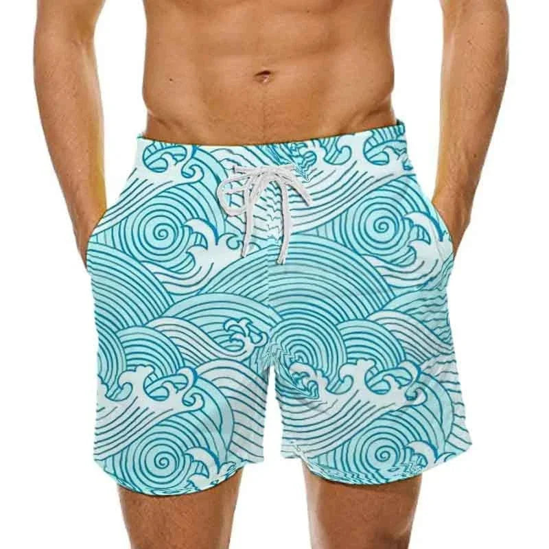 Sea Wave Graphic Beach Shorts For Men Dragon Cloud 3D Print Short Pants Summer Sports Swim Trunks Leisure Oversized Ice Shorts