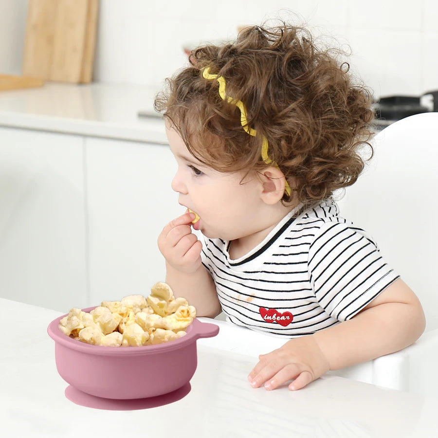 Color Kids Silicone Feeding Baby Tableware Cute Cartoon Bear Bowl Suction Feeding Bowl toddle Training Dinner Dishes Baby Stuff