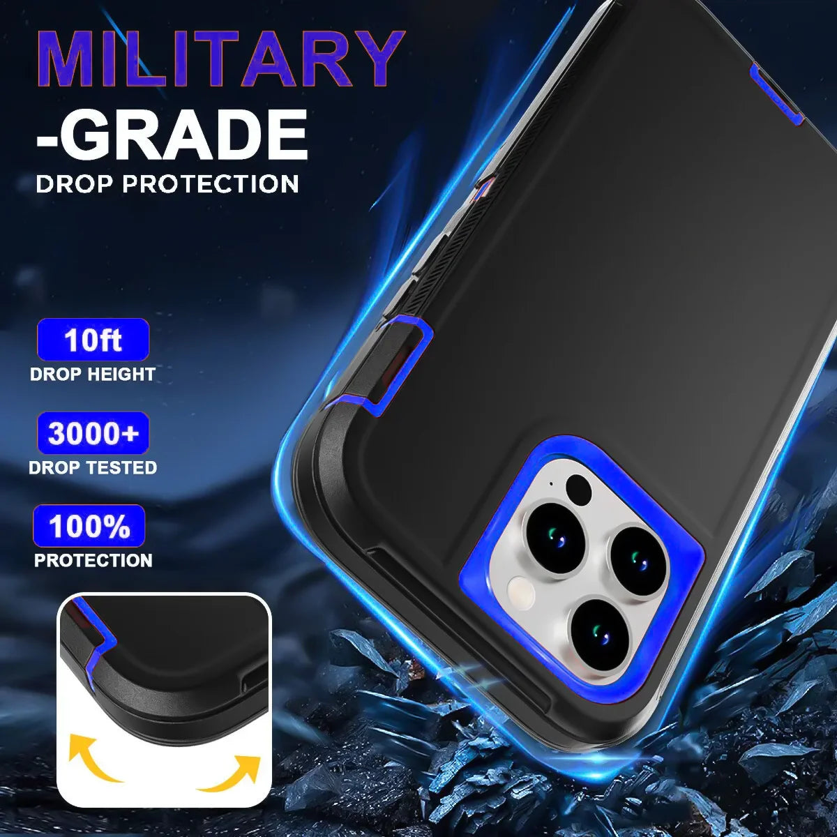 Shockproof Armor Defender Phone Case For iPhone 17 16 Pro Max 17 Air 16E 13 12 Mini 14 15 Plus 11 Hard PC+TPU Bracket Back Cover