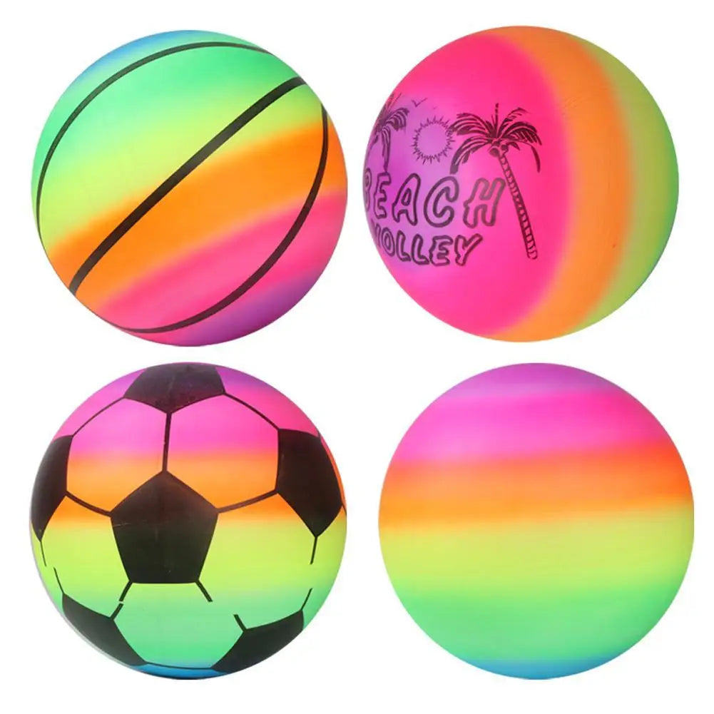 1 Pcs Rainbow Beach Ball Inflatable Summer Beach Ball Game Rubber Pool Net Kids Garden Volleyball Beach Toy Rainbow Swim T2J8