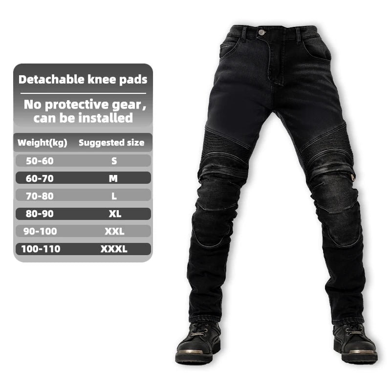 New Winter Motorcycle Kevlar Black Jeans Motorbike elasticity Ride Trousers Motocross Men Equipemt Winter warm Riding Pants