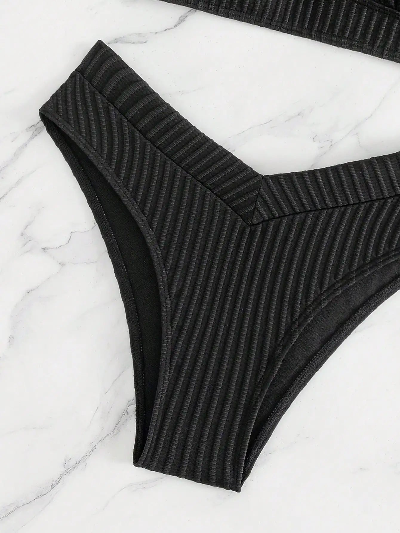 Summer black pure lace-up separate bikini swimsuit set photo check-in