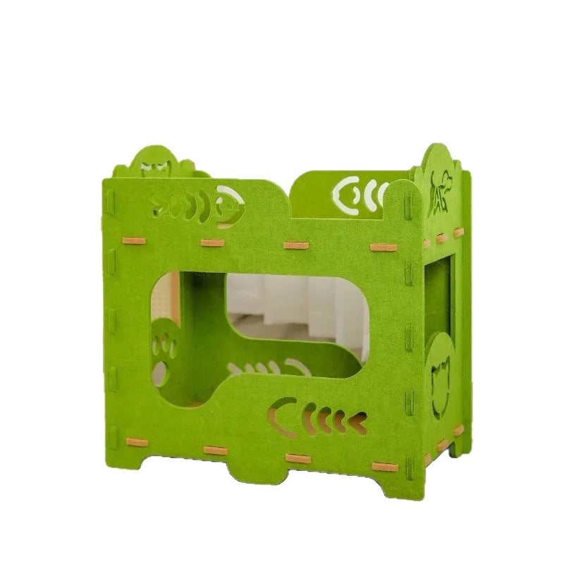 2-Layer Felt Cat House Indoor Multi-Functional Pet Bed for Large Cats And Kittens Removable Washable Breathable Scratching Board