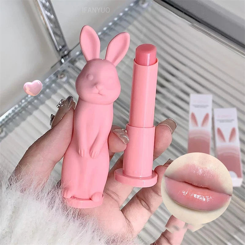 Rabbit Moisturizing Lip Balm Purple Rose Tint Crystal Jelly Colored Anti-chapped Lip Care Smoothens LipLines Base Clear Lipstick