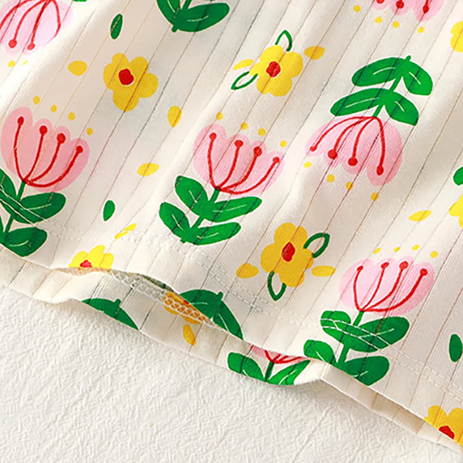 2 Pcs Dinosaur Print T-shirt Set Children's Cartoon Pajamas Sets Boys Kid's Short Sleeve Summer Korean Style Baby Girl Clothes