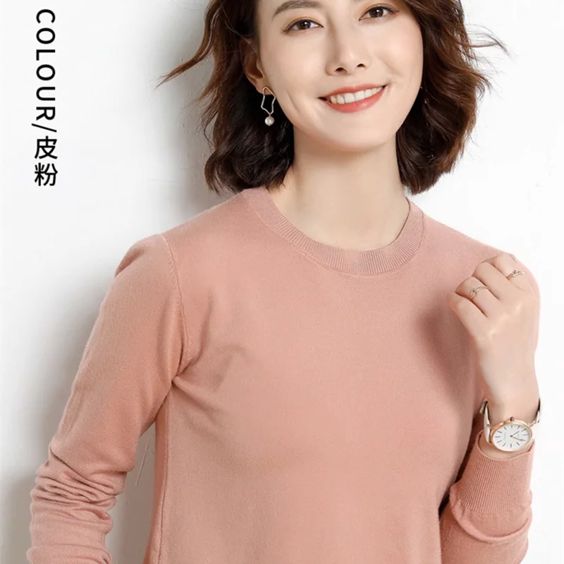 Autumn And Winter Cashmere Sweater Women's Crew Neck Pullover Casual Knitted Top Women's Short Undercoat Fashion 18 Colors