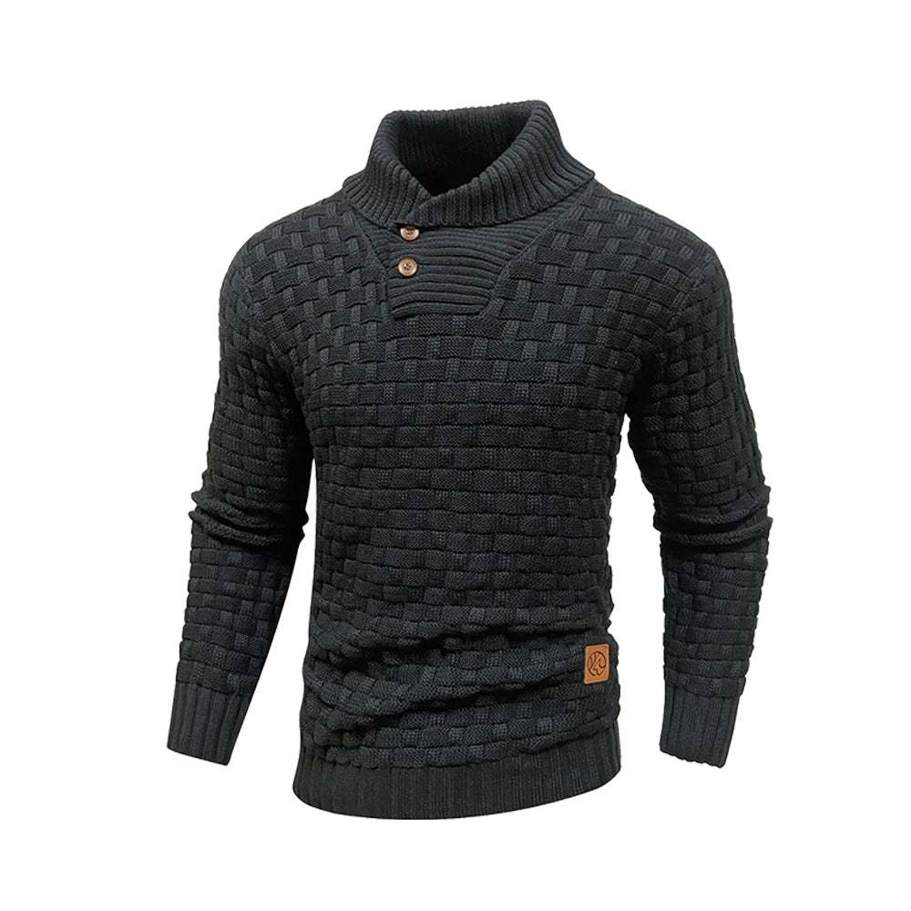 Men’s Knitted Sweater Casual Crew Neck Warm Long Sleeve Comfortable Pullover Textured Ribbed Edge High Quality Top US Size