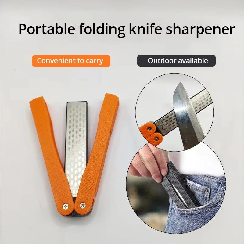 Portable Double Side Grindstone Professional Kitchen Sharpener Outdoor For Pocket Folding Knife Sharpening Stone Non-slip Handle