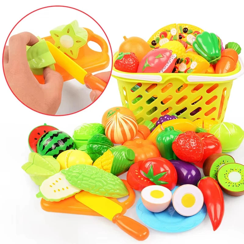 Children Toys Cutting Fruits and Vegetables Set for Kids Pretend Play Simulation Kitchen Toy Montessori Baby Toys for Girls Boys