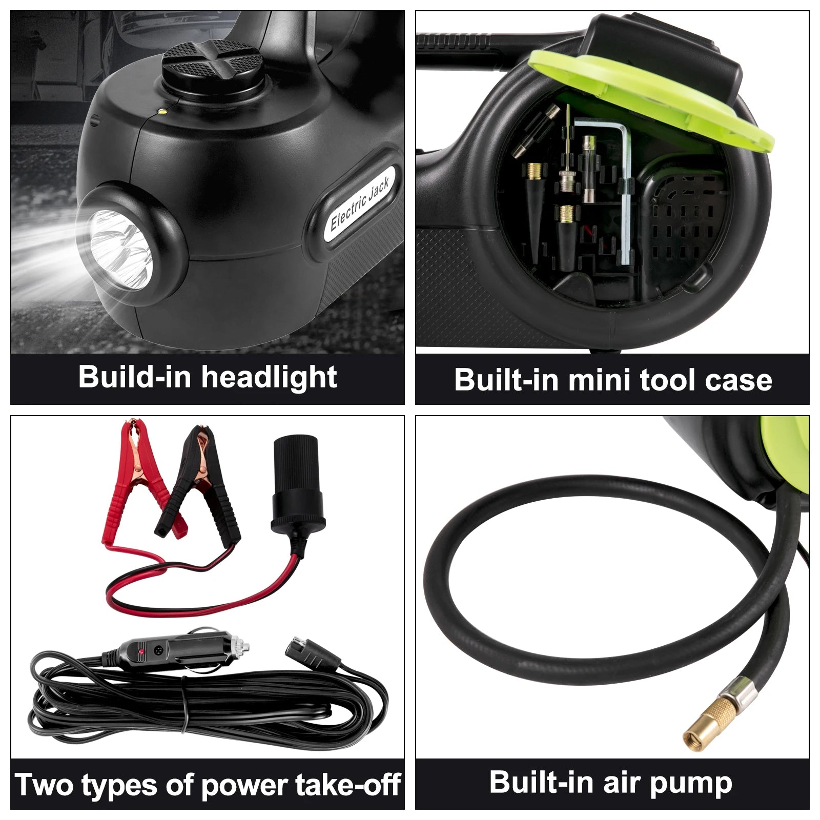 SucceBuy 5T 12V Electric Car Jack Kit + Impact Wrench LED Light Portable Hydraulic Jack 13.5-36 CM Tire Lifting Car Repair Tool