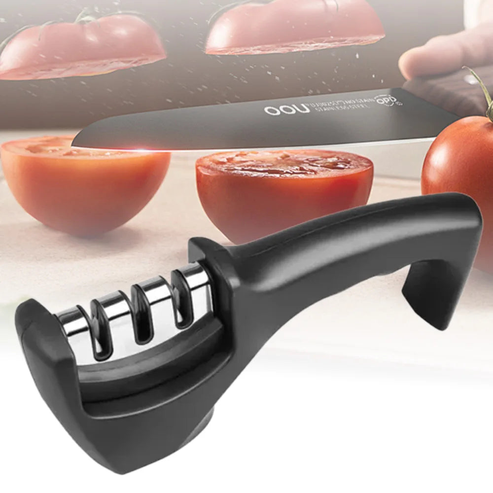 Stainless Steel Household Fast Knife Sharpener Three-Segment Multi-function Hand-Held  Sharpening Stone for Kitchen Knife
