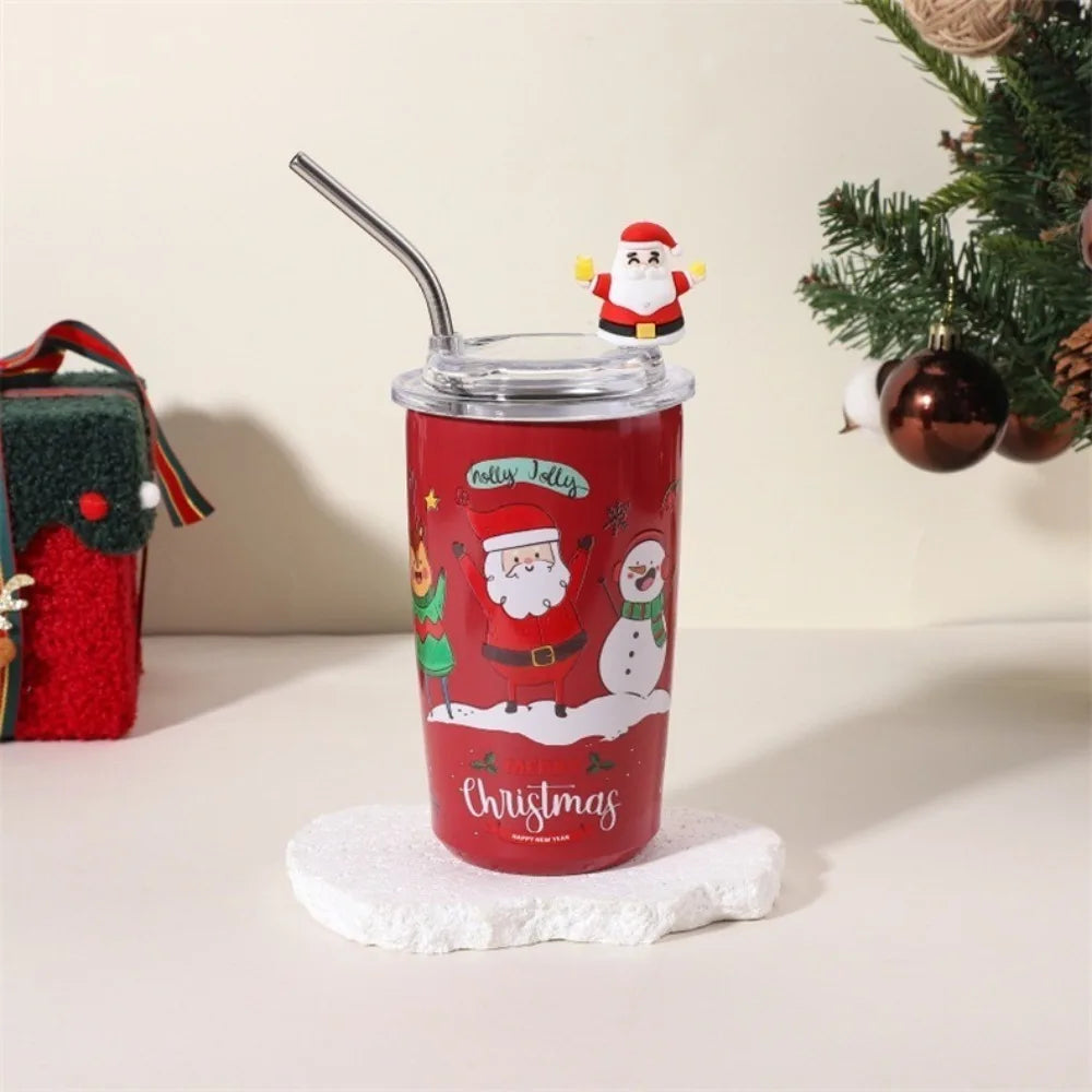 New Year 460ml Coffee Cup Christmas Stainless Steel Thermal Cup Reausable Portable Vacuum Mug Drinkware