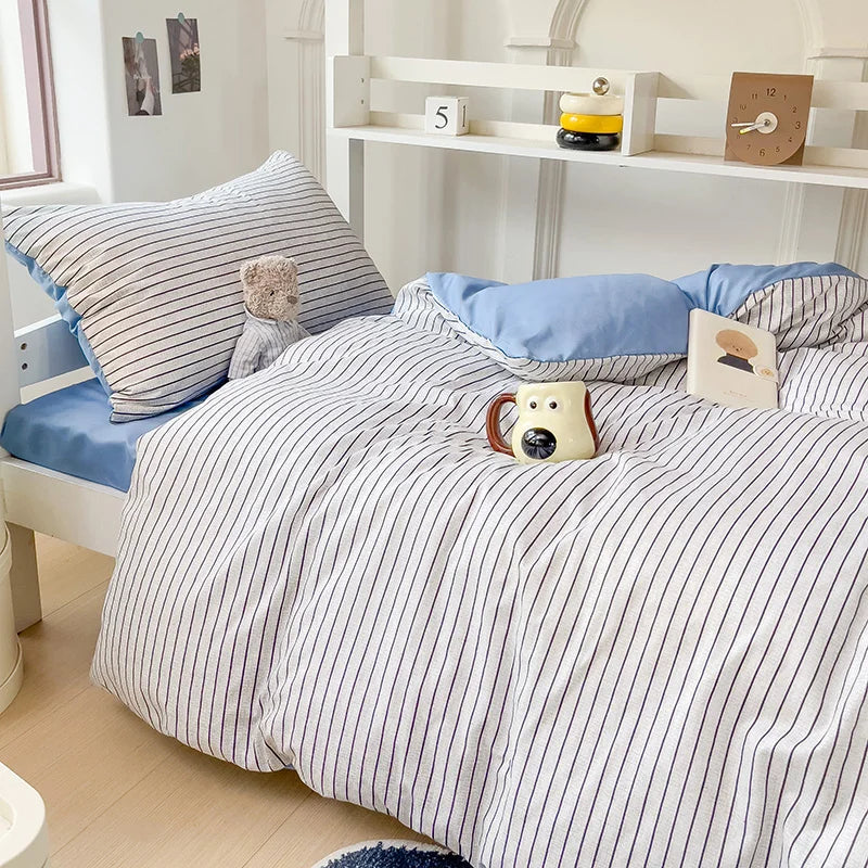 3pcs washed comforter Set for Bedroom Apartment Student dormitory Simple popular multi-size (1pcQuilt cover +2pcs pillowcase)