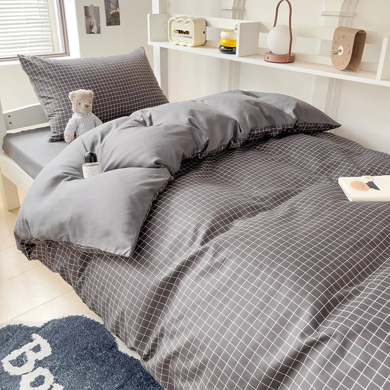 3pcs washed comforter Set for Bedroom Apartment Student dormitory Simple popular multi-size (1pcQuilt cover +2pcs pillowcase)