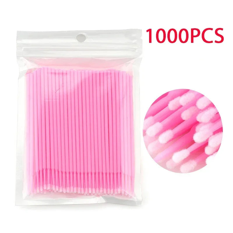 500/1000PCS Eyelash Cleaning Brush Highly Colorful Crystal Brush Eyelash Micro Brush Beauty Makeup Clean Remover Tool Wholesaler