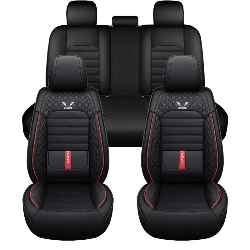 5 Seat Full Set Breathable Napa Leather Car Seat Cover - Luxury Fitted, Ergonomic Design With Fixed Lumbar Support
