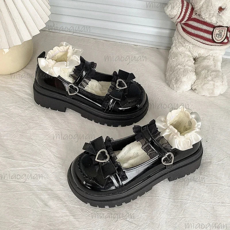 2025 Spring and Autumn Women's Shoes Fashion Round Toe Medium Heel Bow Knot Pumps Belt Buckle Ladies Casual Mary Jane Shoes