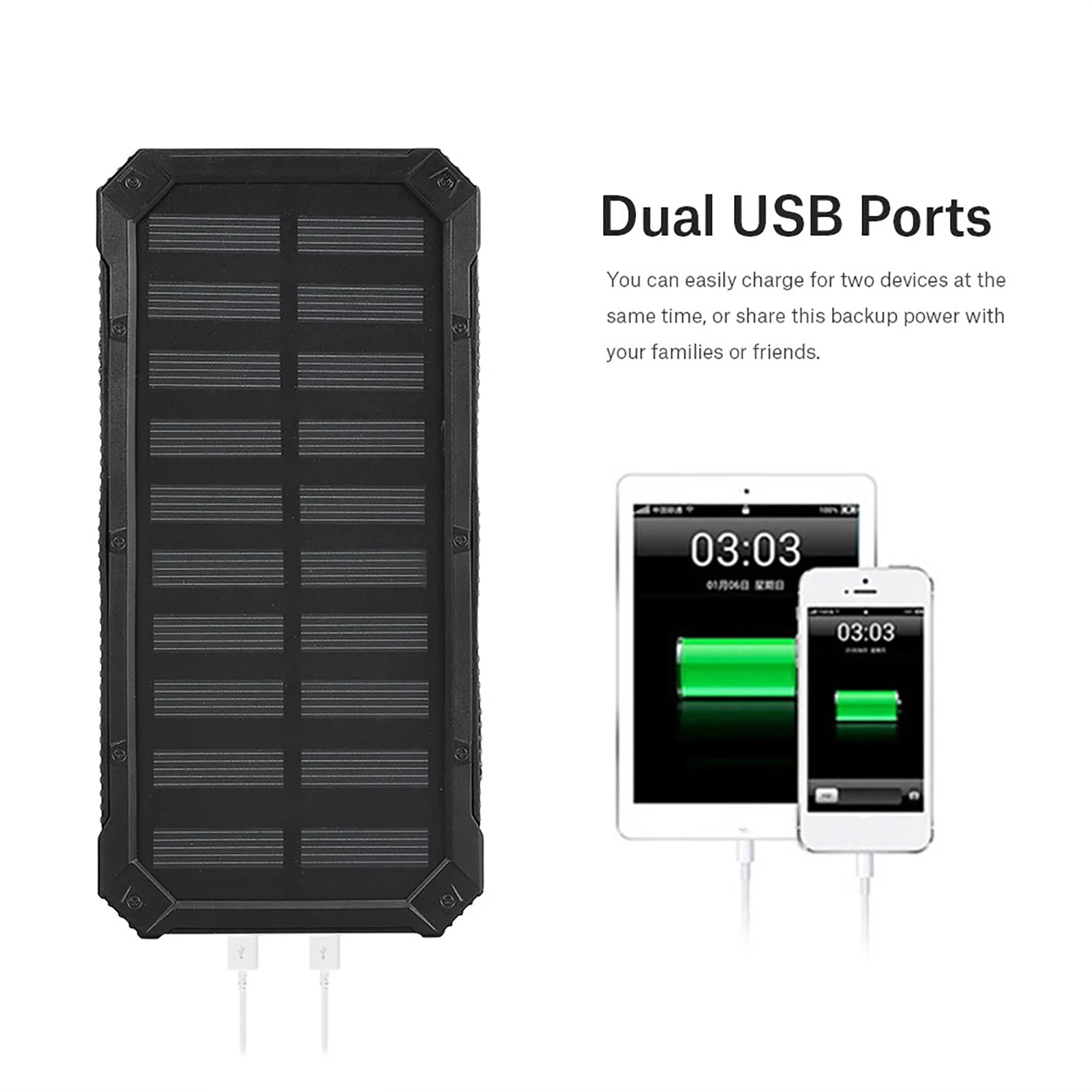 Portable Power Bank Solar Power Bank Dual USB Portable 20000mAh Fast Charging Dual USB Polar Mobile Power Bank Case DIY Kit