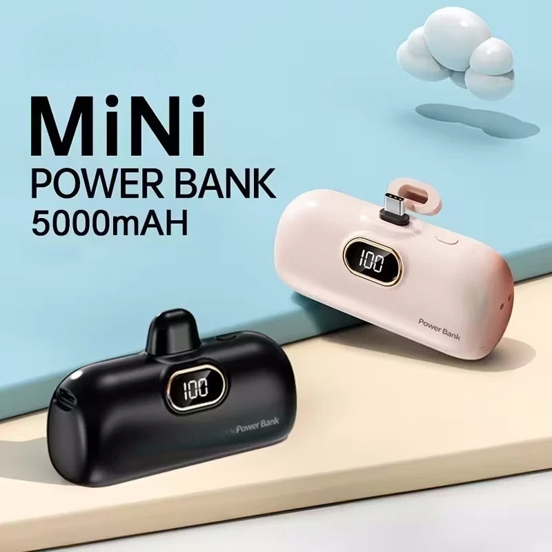 Mini Capsule 5000mAh High Capacity Power Bank Portable Wireless Fast Charging External Battery For iPhone Huawei Samsung Xiaomi