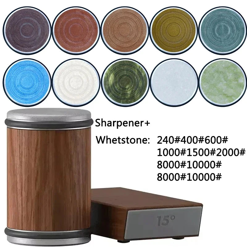 Rolling Knife Sharpener sapele Magnetic Holder Whetstone Sharpening Stone Kit 15 and 20 Degrees Angle Roller Kitchen Accessory