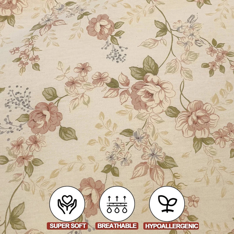 100% Cotton Luxury Floral Style Bedding Set 3 Piece, Duvet Cover Set 1 Duvet Cover 2 Pillowcase,Single/Double/200x200/220x240