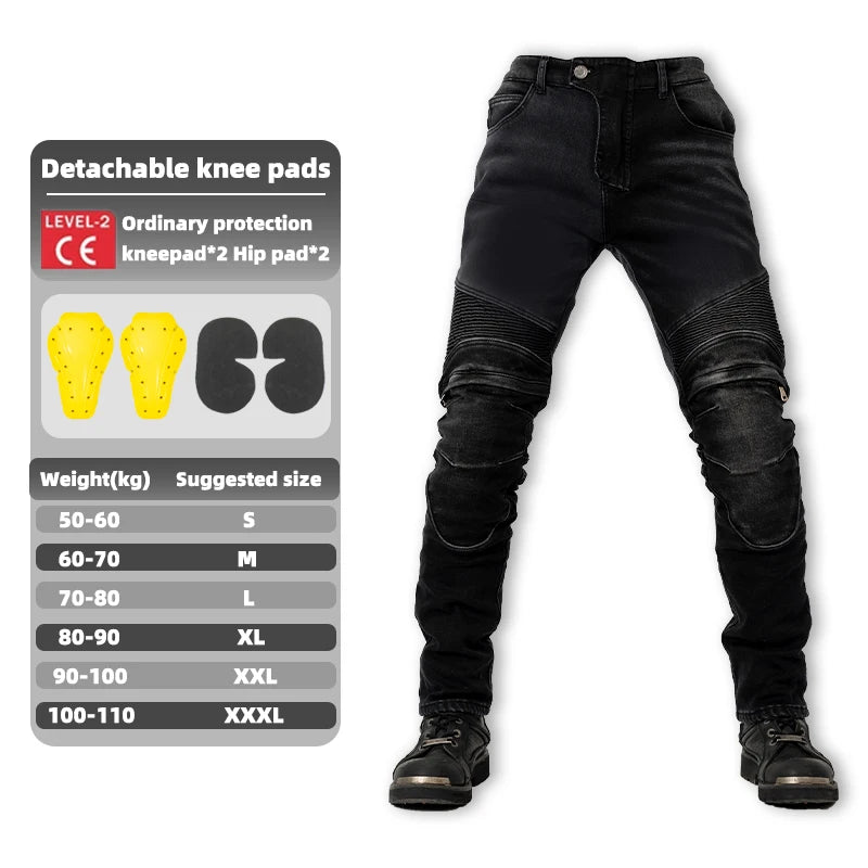 New Winter Motorcycle Kevlar Black Jeans Motorbike elasticity Ride Trousers Motocross Men Equipemt Winter warm Riding Pants