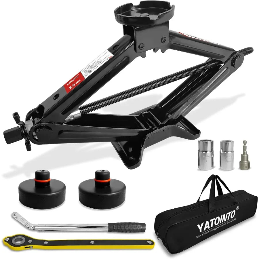 Portable Car Scissor Jack for Tesla Model Y Model 3 S X Tire Changing Kit with 5512 LBS 2.5 Ton Black Scissor Jack Socket Drill