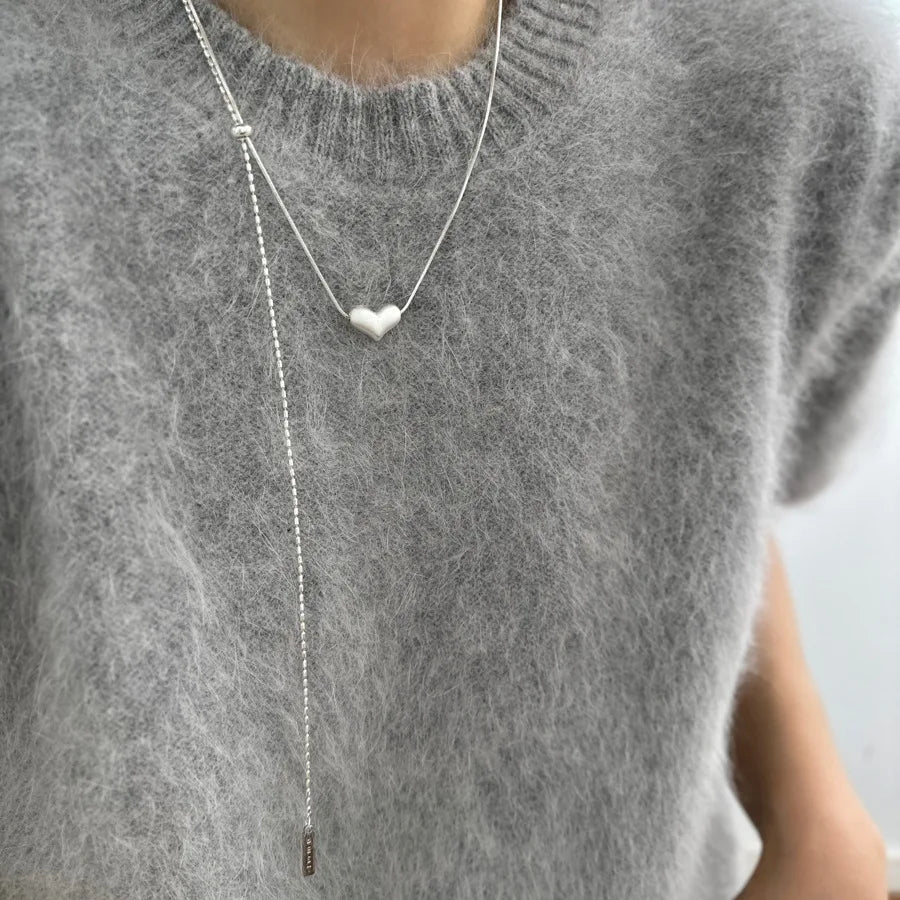 925 Sterling Silver Necklace Heart Pendant Love Adjustable Choker Elegant for Women Girl Jewelry Gift Dropshipping Wholesale