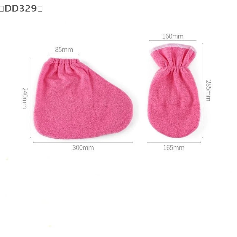 〔DD329〕1 Pair Insulation Care Gloves Flannel Elastic Opening Nail Protection Hand Therapy Paraffin Wax Mitts Reusable Warmers