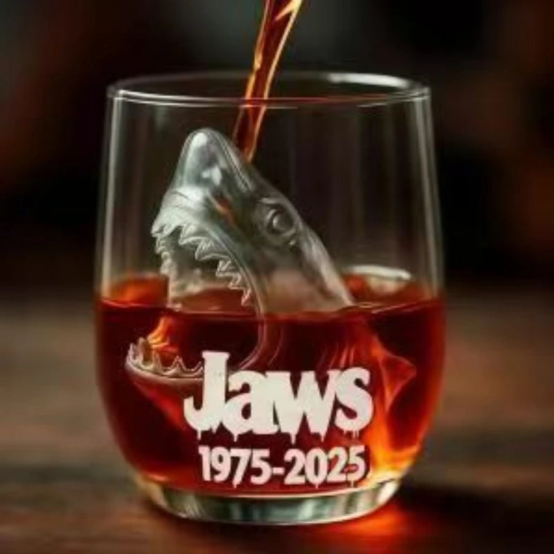 3D Shark Glass Cup Stemless Wine Glass Funny Transparent Water Cup for Beer Whiskey Cocktail Home Decor Gift Drinkware Accessory
