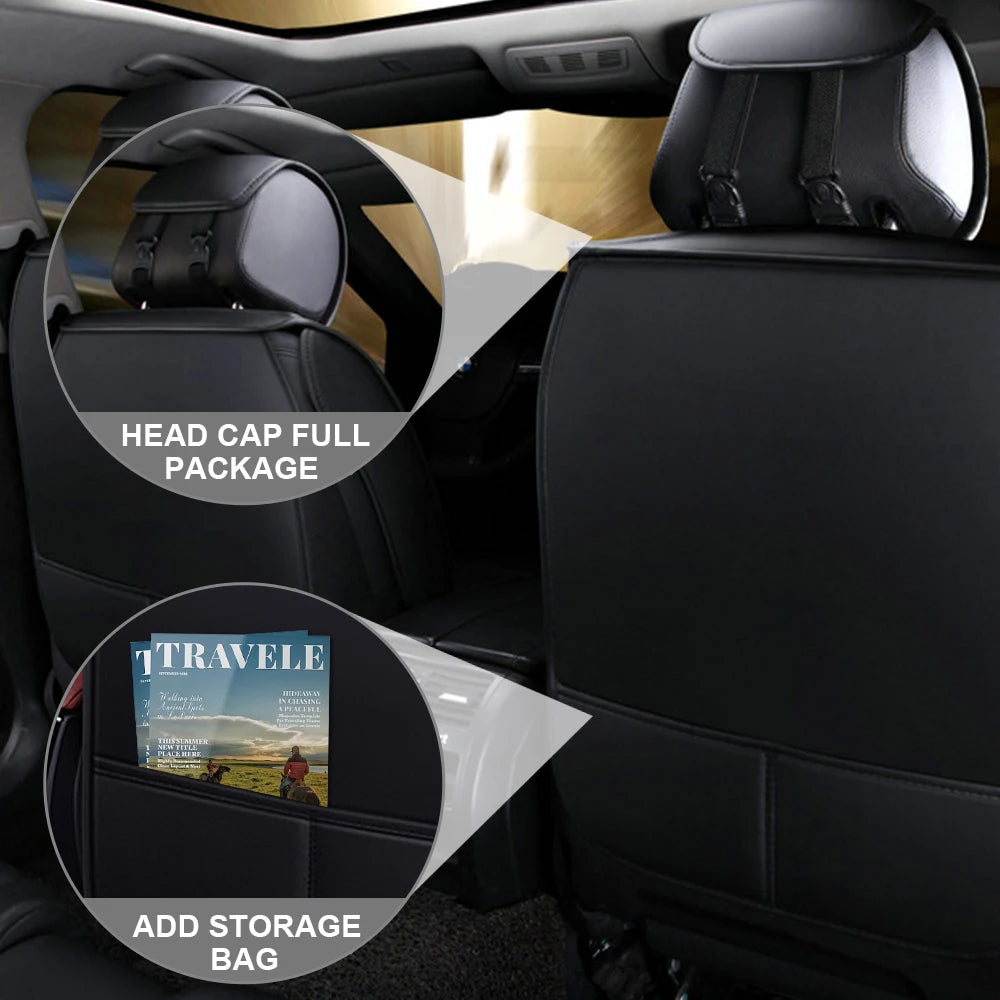 5-Seats PU Leather Car Seat Covers Full set Universal Front Rear Seat Cushion Anti-scratch Protection Four Seasons