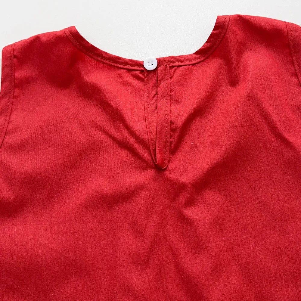 Summer New 3-7Y Girls Casual Clothes Korean Version Children Sleeveless O-Neck Tassel Top + Flower Print Pants 2 Pcs Set