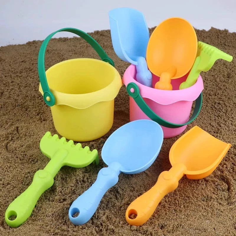 4Pcs/Set Beach Toy Set for Kids Soft Rubber Play Sand Tools Sand Bucket Beach Shovel Toys Summer Children Playing with Sand Toys