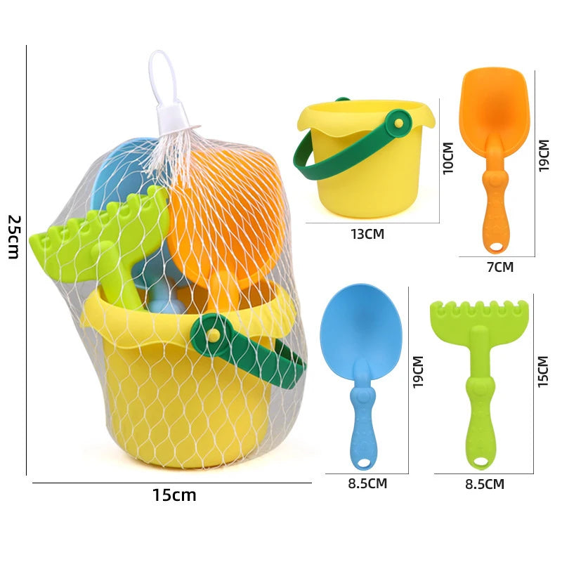 4Pcs/Set Beach Toy Set for Kids Soft Rubber Play Sand Tools Sand Bucket Beach Shovel Toys Summer Children Playing with Sand Toys