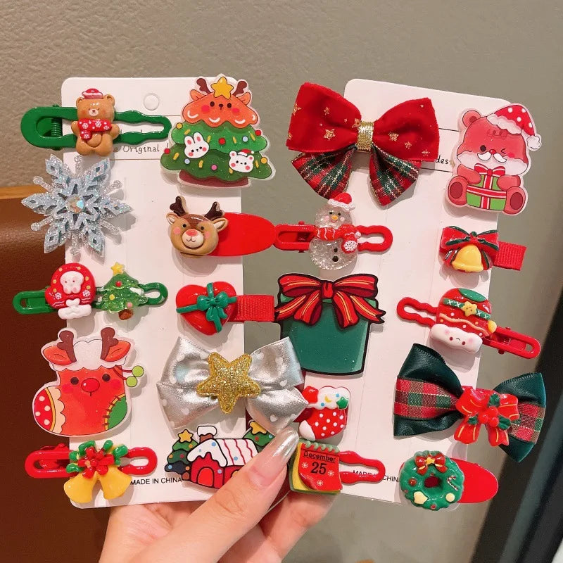Christmas cartoon hair clip for kids; cute bangs side clip; Santa Claus duck mouth clip; little girl side clip.