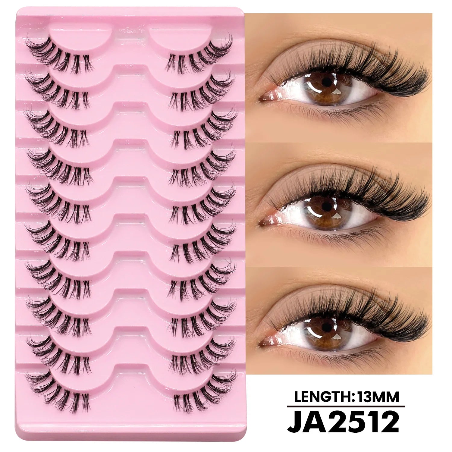 GROINNEYA Two Boxs Half Eyelashes Natural Fluffy Cat Eye Lashes Soft Wispy Faux Mink Lashes Winged End Eye Elongated Eyelashes