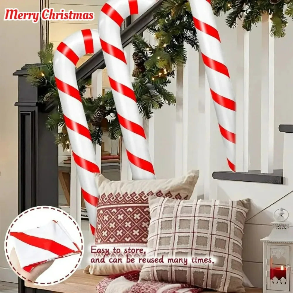 Inflatable Candy Cane Christmas Decorations PVC Xmas Candy Canes Balloons Hanging Ornament Indoor Outdoor Holiday Decorations