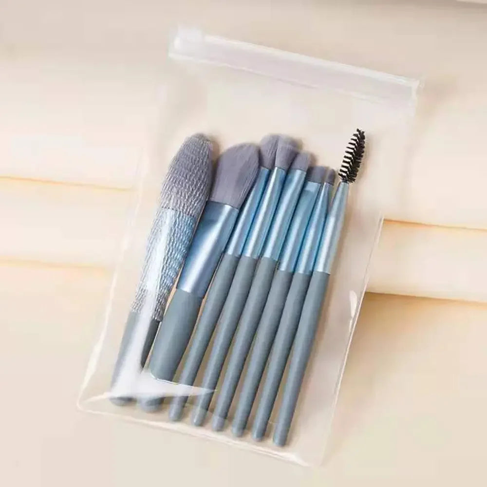 Set of 8 Soft Bristle Make Up Brushes Premium Synthetic With Bag Eyeshadow Brush Eye Facial Beauty Foundation Brush