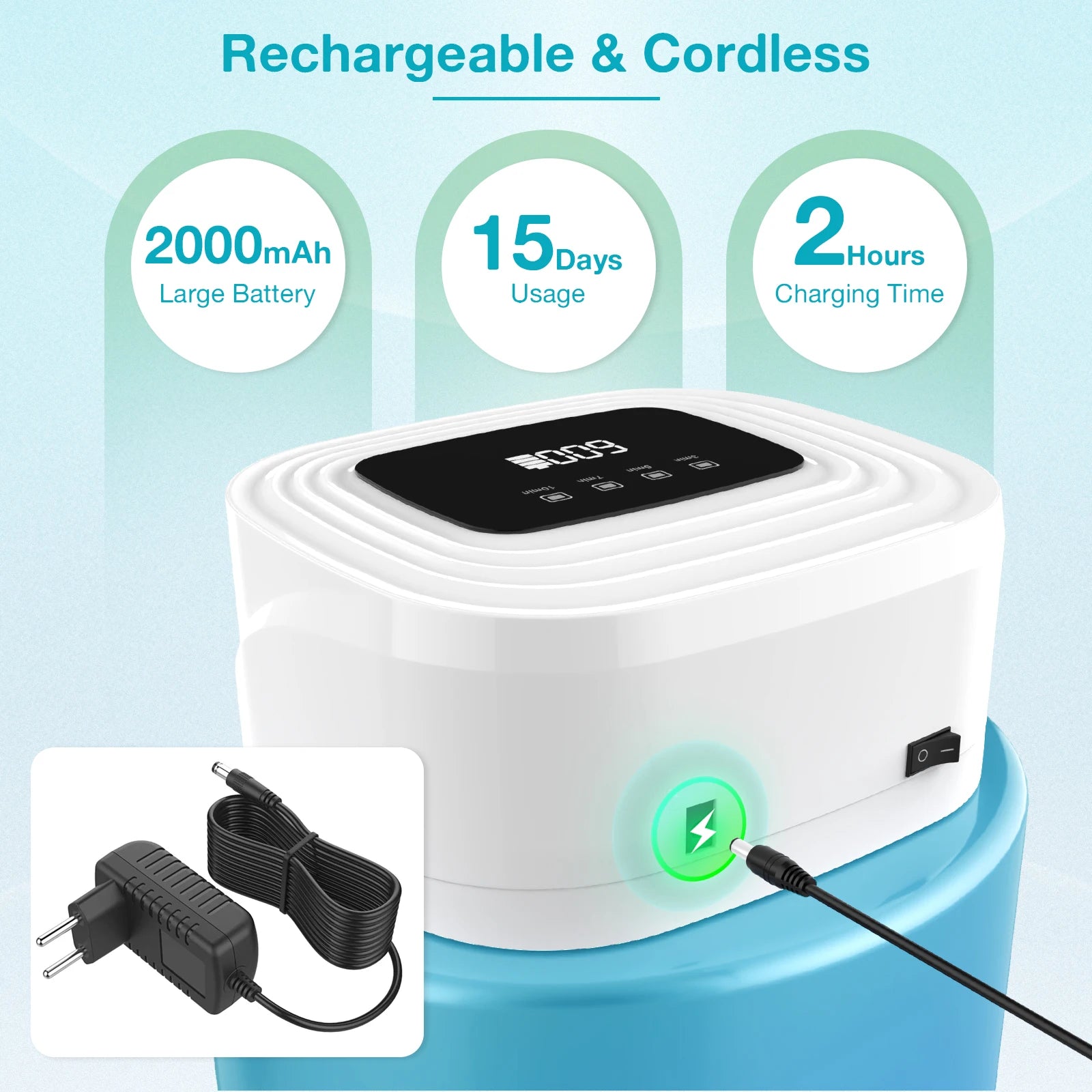 20W Nail Fungus Cleaning Device for Multiple Fingers&Toes 650nm470nm Wireless Digital Display 3/5/7/10 Minute Sessions Nail Care