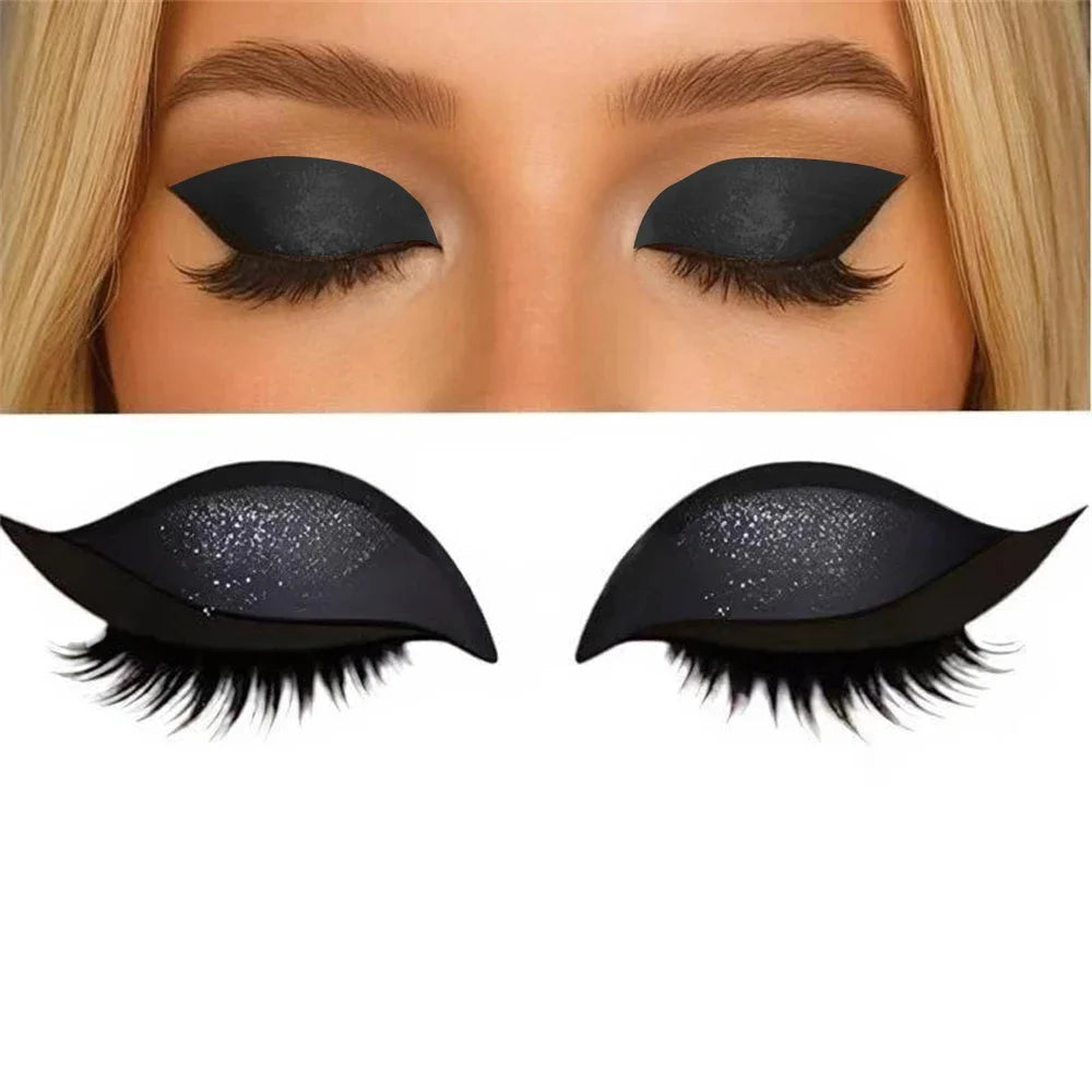 Reusable 1 Pair Lazy Eye Shadow Eyelash Patch 2-In-1 Eye Makeup Sticker With False Lashes & Shadow Waterproof Cosmetic Tools